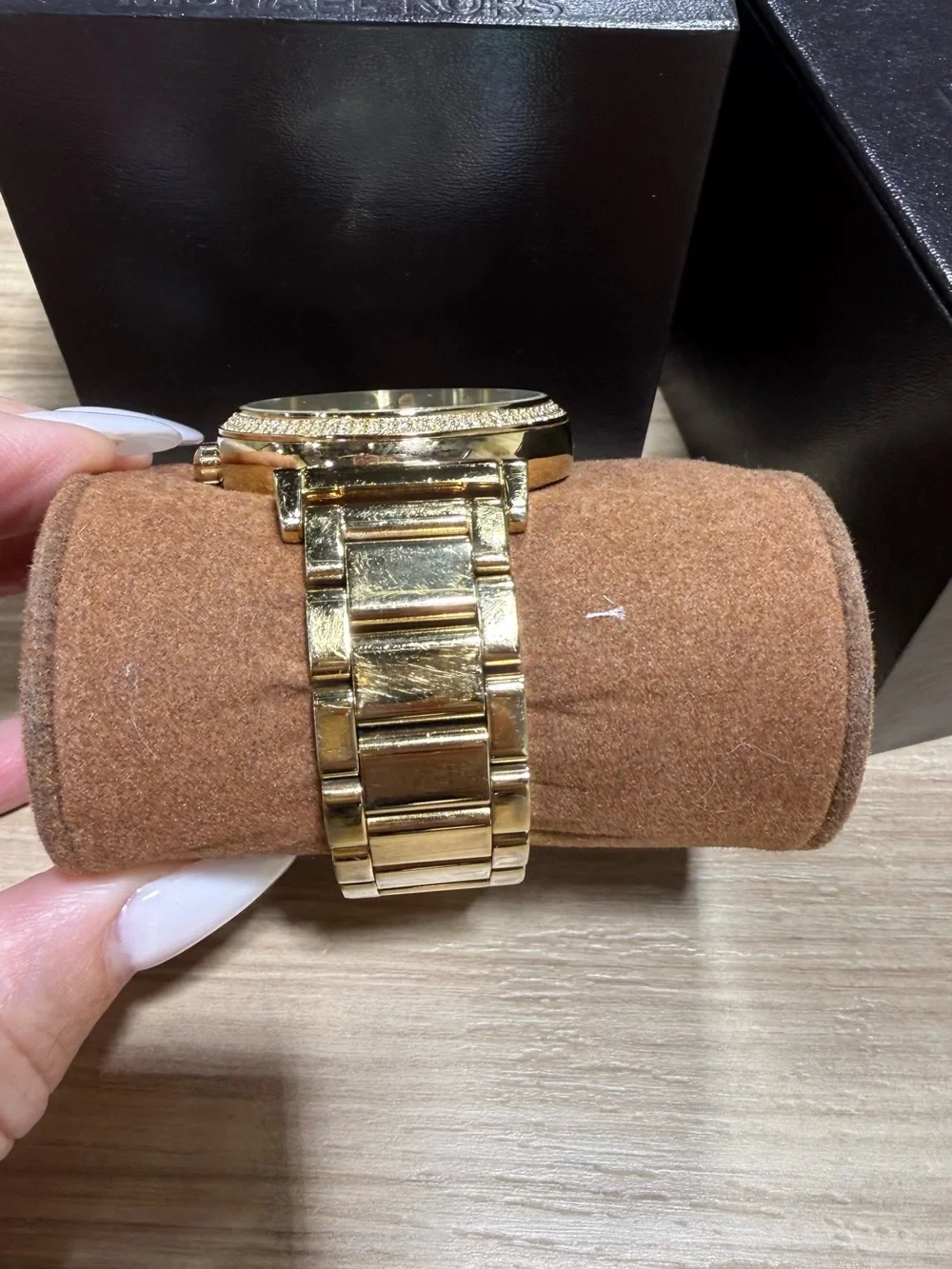 Michael Kors Gold-Tone Crystal Mother-of-Pearl Dial Women's Watch